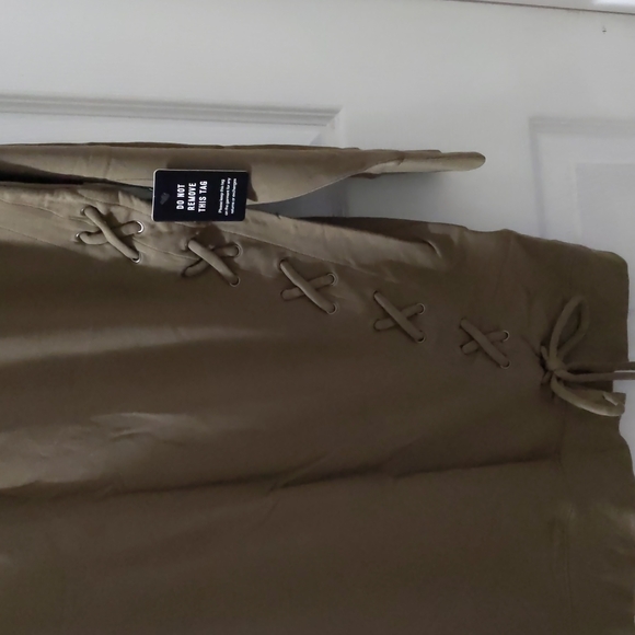 NWT Express one eleven lace-up sweatshirt dress Olive XS - Picture 5 of 6